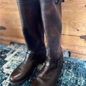 Frye Tall Buckle Round Toe Boots